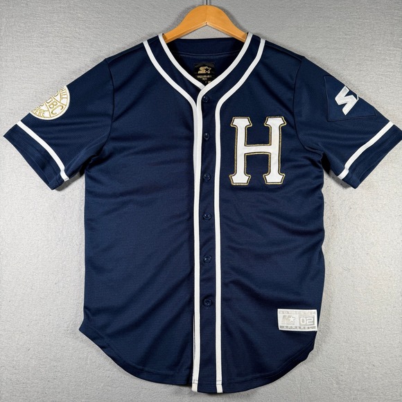 HUF x Starter Other - HUF x Starter Mens Navy Blue Baseball Jersey Embroidered Patch Size Small